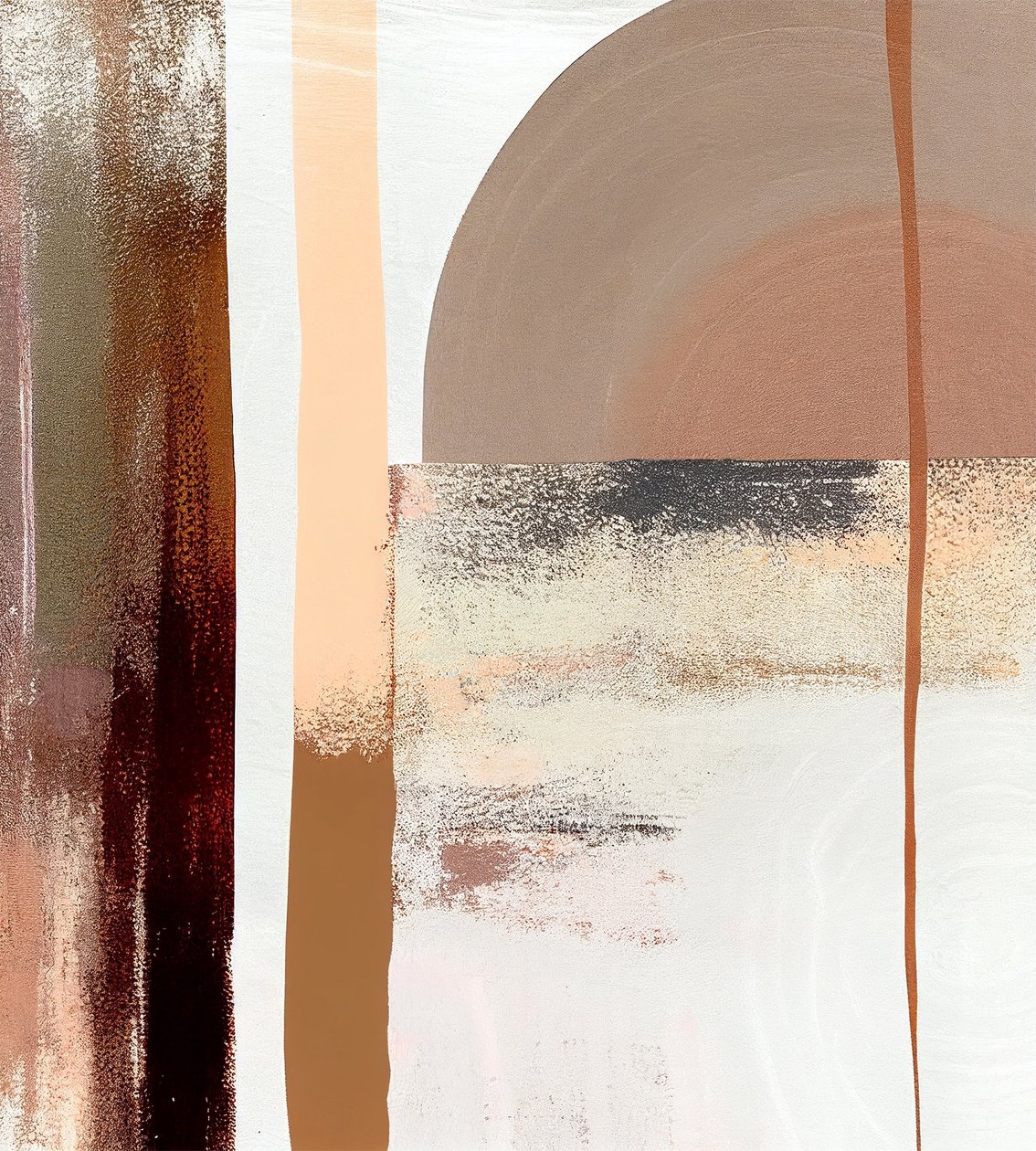 Graue und braune Farben, abstraktes Gemälde von F. Abderrahim