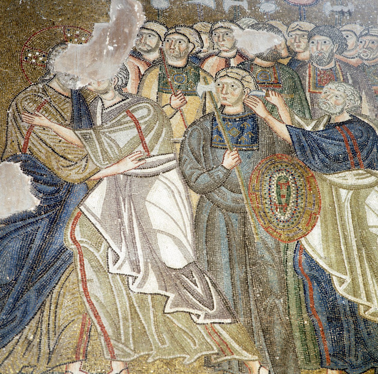 Judaskuss, Mosaik im Katholikon (Hauptkirche) des Nea Moni Klosters (UNESCO-Welterbeliste) von Theodore Charles Ange Coquelin