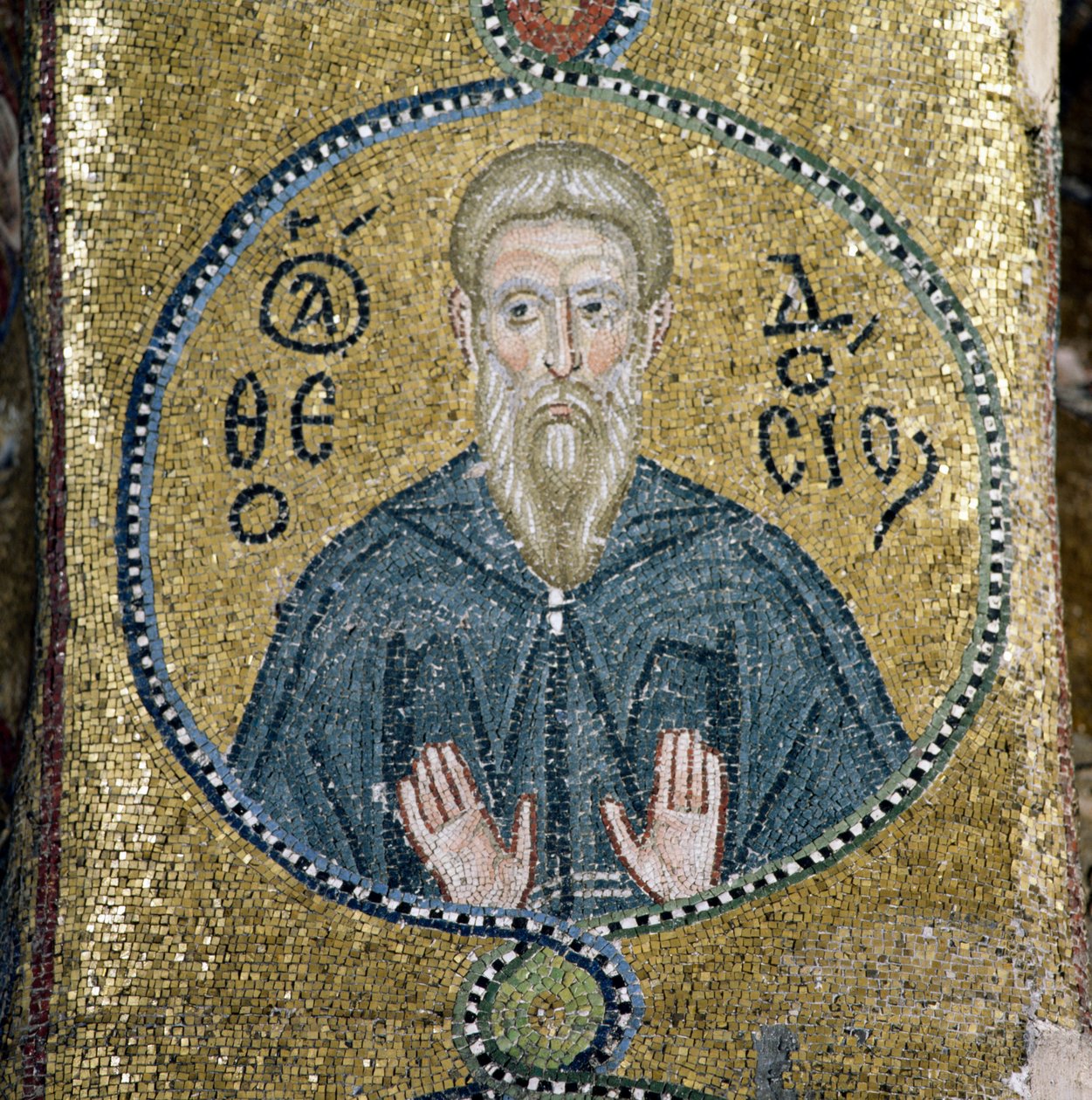 Heiliger, Mosaik im Katholikon (Hauptkirche) des Nea Moni Klosters (UNESCO-Welterbeliste) von Theodore Charles Ange Coquelin