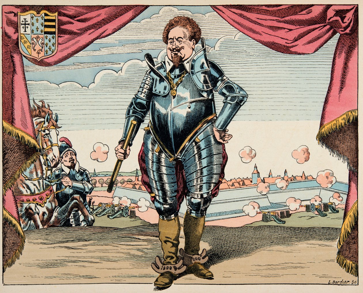 Illustration aus dem Buch „Le bon roy Henri“, illustriert von Jacques Marie Gaston Onfray de Breville dit JOB (1858-1931): Porträt von Charles de Lorraine (1554-1611), Herzog von Mayenne, militärischer Führer der Liga, Feind von Henri IV - Private Sammlung von pseudonym for Onfray de Breville Jacques Job