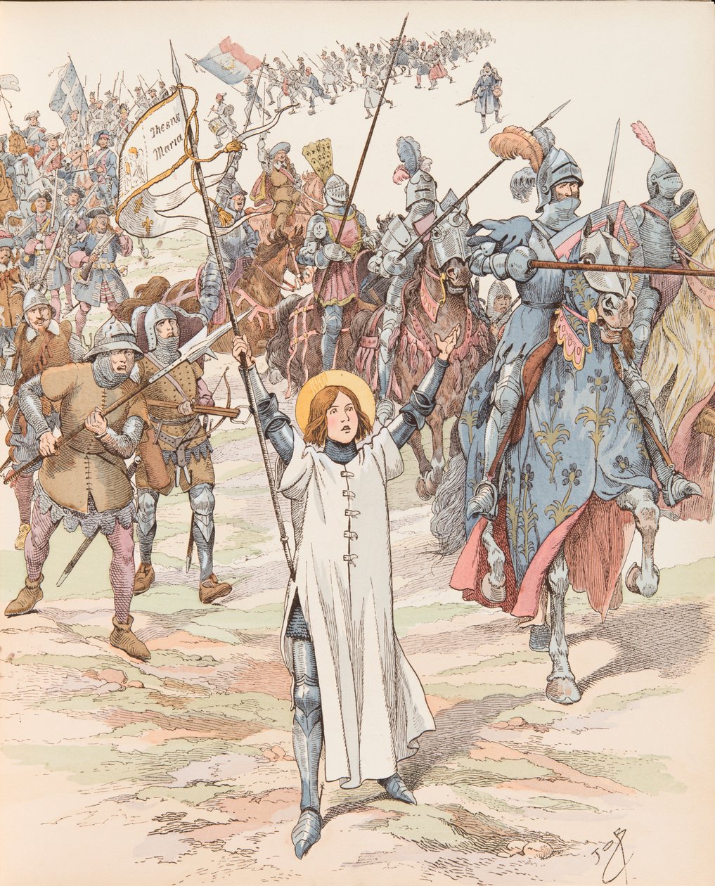 Johanna von Orleans an der Spitze ihrer Armee von pseudonym for Onfray de Breville Jacques Job