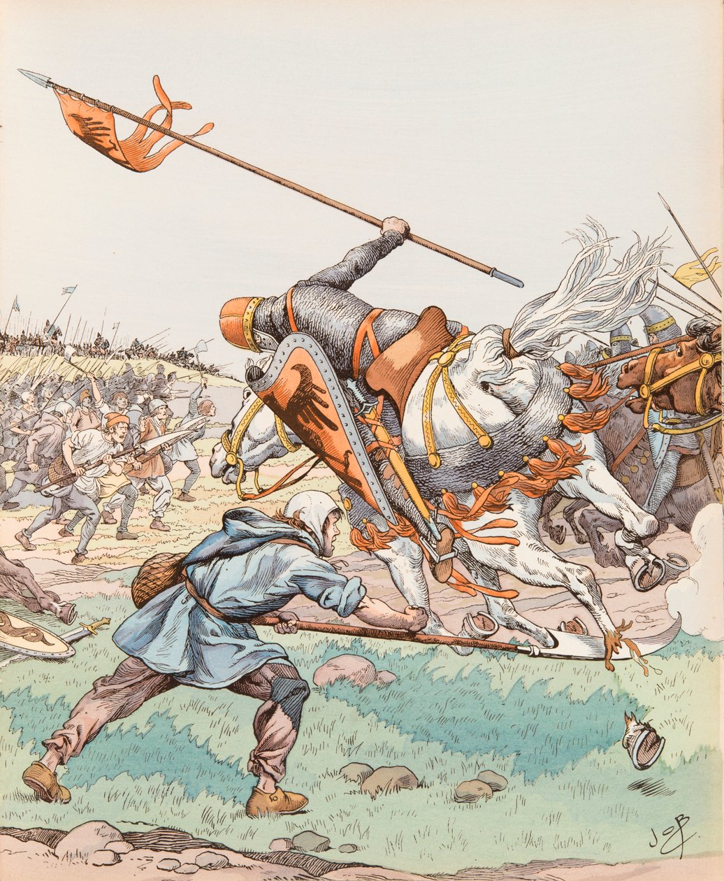 Der Schnitter von Bouvines (Bauer, der an der Schlacht von Bouvines 1214 teilnahm), Privatsammlung von pseudonym for Onfray de Breville Jacques Job