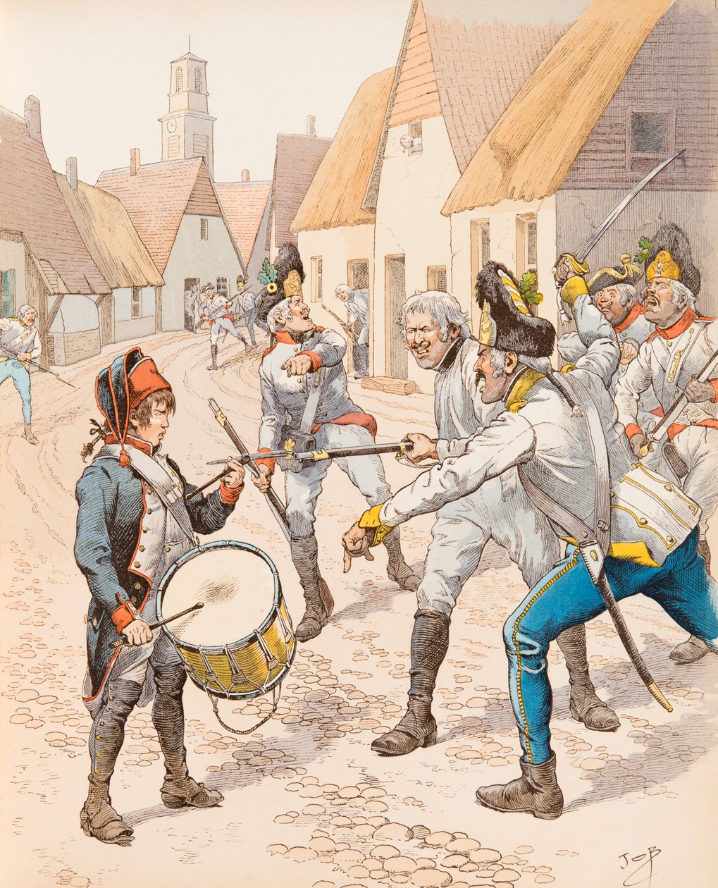 Die kleine Trommel von Wattignies 1793 (Die Trommel Stroh (Strauh) fiel unter den Schlägen der Österreicher während der Schlacht), Privatsammlung von pseudonym for Onfray de Breville Jacques Job