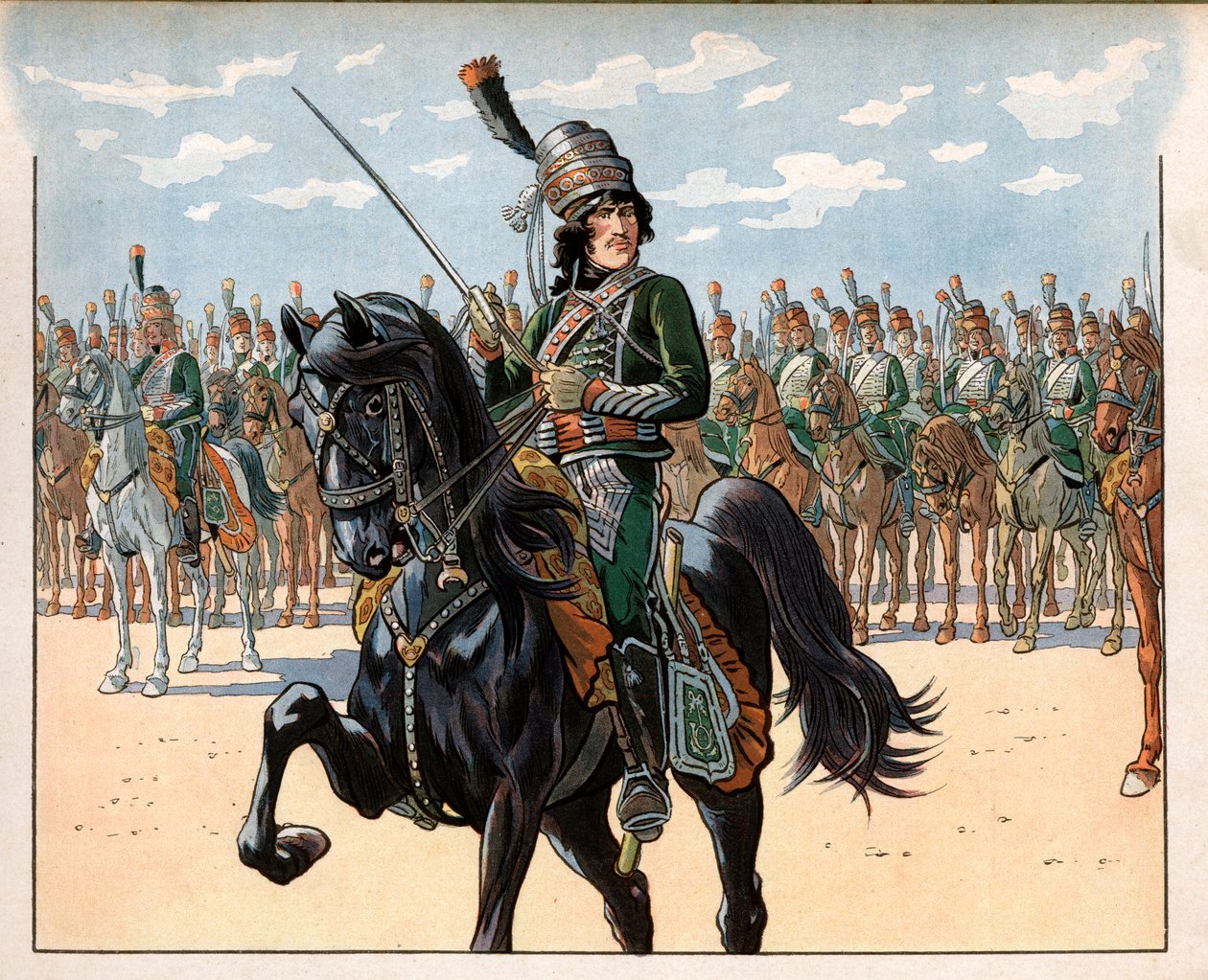 Joachim Murat (1767-1815) dann Oberst während des Italienfeldzugs. Gravur von Jacques Marie Gaston Onfray de Breville dit Job (1858-1931) von pseudonym for Onfray de Breville Jacques Job