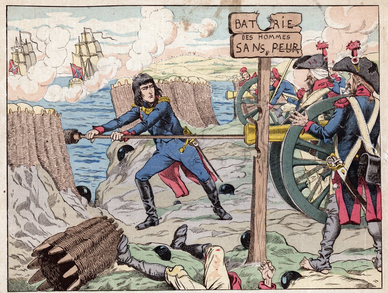 NAPOLEON IN TOULON - (Belagerung von Toulon) 1793 - Lithographie von Job (Jacques Onfroy de Breville) aus „Le Grand Napoleon des Petites Enfants“ 1893 von pseudonym for Onfray de Breville Jacques Job