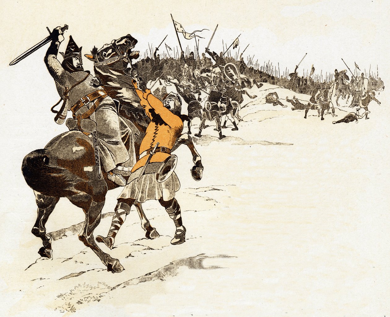 Man nimmt niemals den Schachkönig, Antwort von Ludwig VI. der Dicke (1081-1137), König der Franken, indem er den englischen Soldaten tötete, der die Zügel seines Pferdes ergriffen hatte und sagte „Der König ist gefangen!“ in der Schlacht von Brenneville in von pseudonym for Onfray de Breville Jacques Job