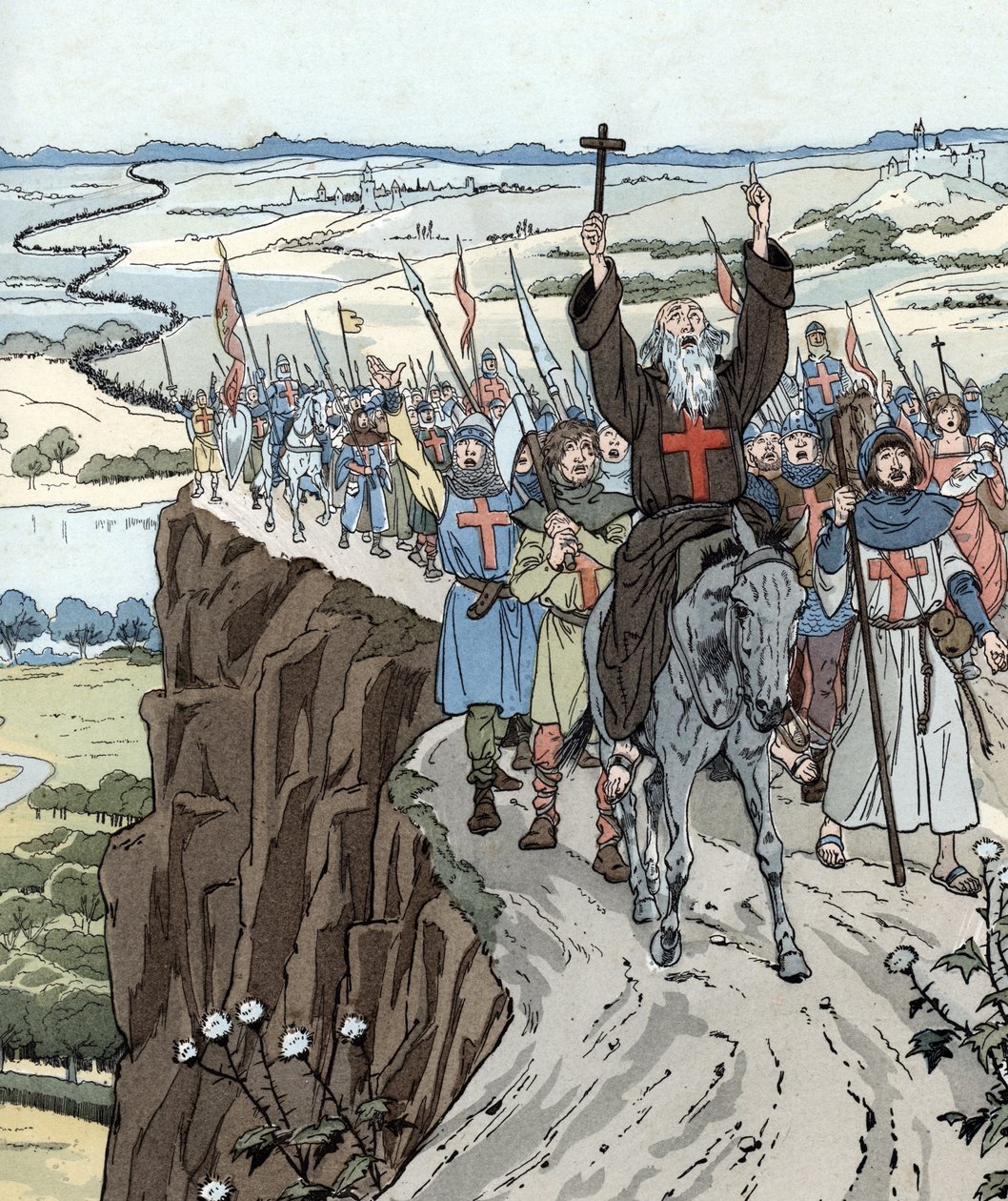 Peter der Einsiedler führte den Ersten Kreuzzug (1096) mit dem Ruf „Gott will es!“ von pseudonym for Onfray de Breville Jacques Job