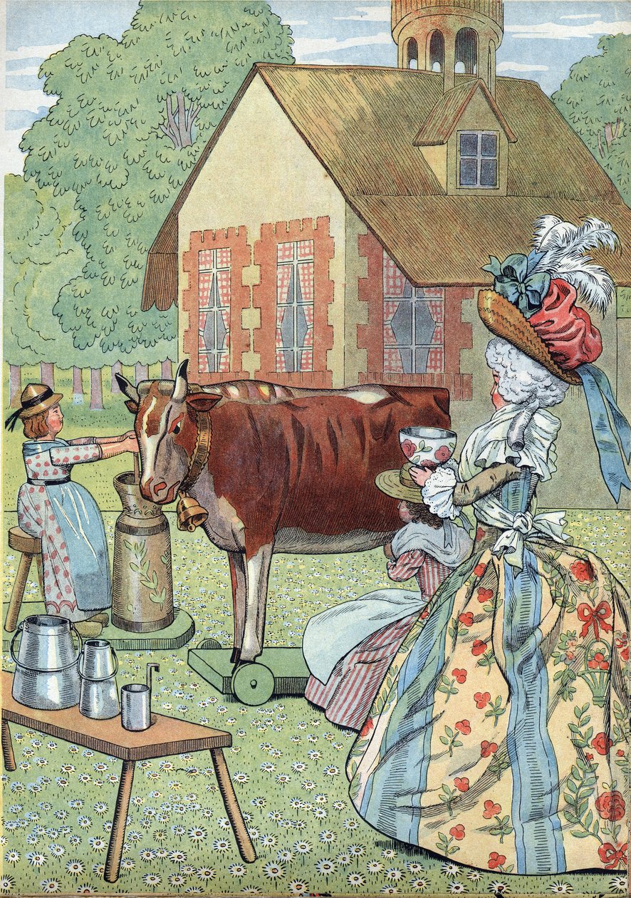 Szene der Geschichte Frankreichs mit Spielzeug: Marie Antoinettes kleines Trianon von pseudonym for Onfray de Breville Jacques Job