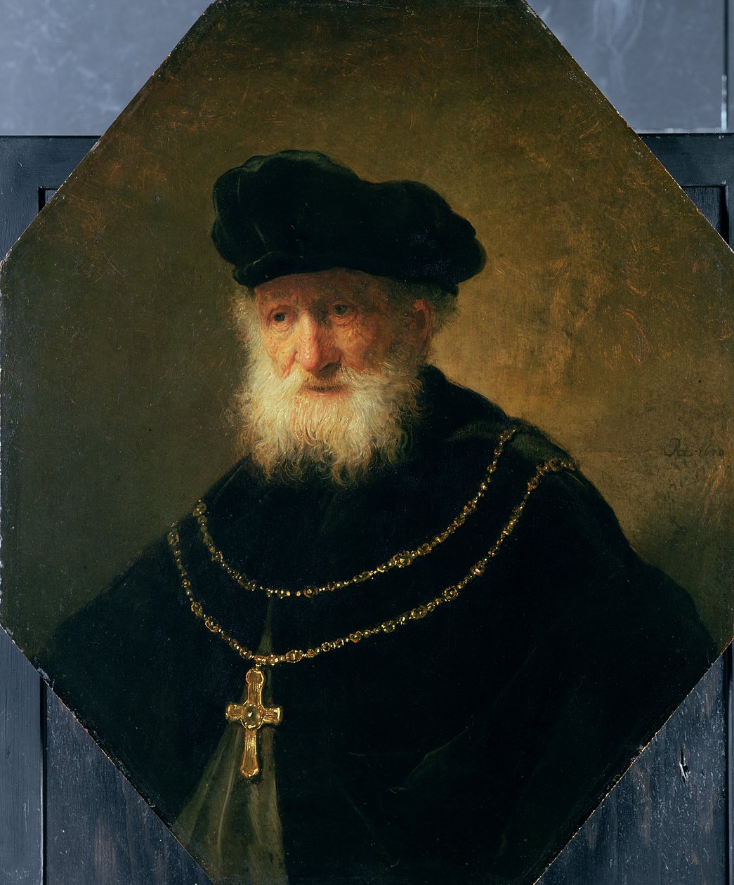 Kopf eines alten Mannes mit Kreuz, 1630 von studio of Rembrandt Harmensz. van Rijn