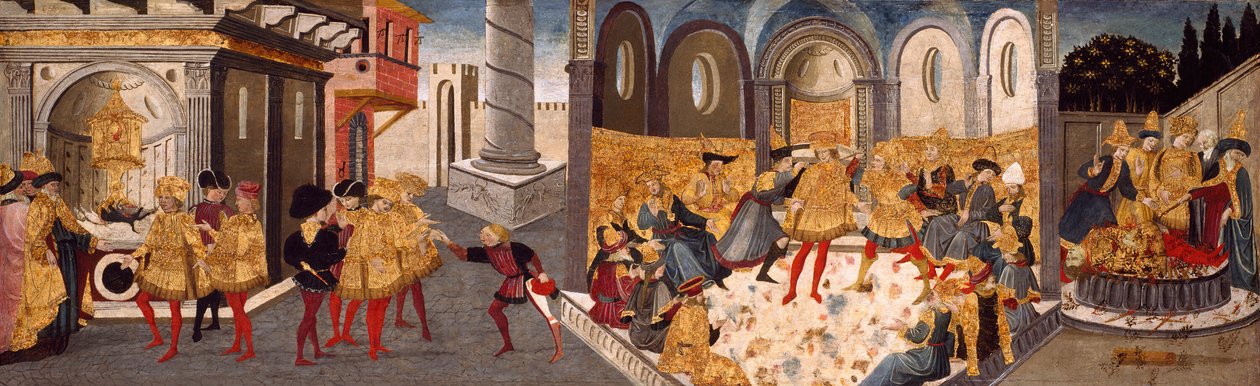 Die Ermordung und Beerdigung von Julius Caesar, 1455-1460 von workshop of Apollonio di Giovanni