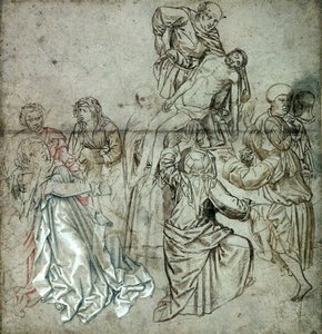Mitteltafel eines verlorenen Triptychons von Campin, möglicherweise gezeichnet von Vranck van der Stock (1424-95) von Master of Flémalle