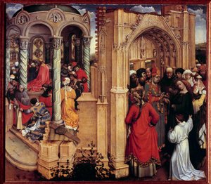 Die Heirat der Jungfrau. Holzgemälde von Robert Campin, genannt der Meister von Flemalle (1375-1444) 15. Jahrhundert