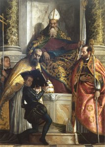 Der heilige Antonius der Abt zwischen St. Cornelius und St. Cyprian von Veronese