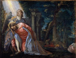 Christus im Garten von einem Engel unterstützt