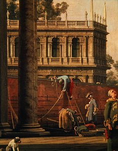 Capriccio eines Mannes, der eine Mauer erklimmt