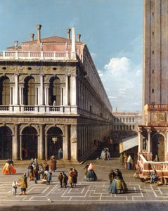 Venedig, der Piazza S. Marco, Blick nach Westen vom Nordende der Piazzetta, ca. 1740 von Canaletto