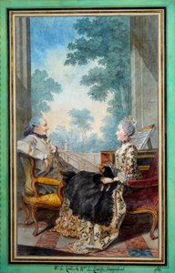 Monsieur und Madame Despourdons (Aquarell von Louis Carrogis Carmontelle, 1766) Paris, Musee Carnavalet