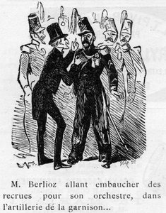 Karikatur über das Werk von Berlioz (1803-1869), entworfen von Nadar im Jahr 1856 für das Journal pour rire von Nadar