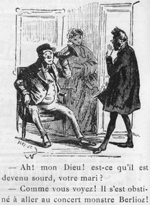 Karikatur über das Werk von Hector Berlioz (1803-1869), entworfen von Nadar im Jahr 1856 für das Journal pour rire von Nadar