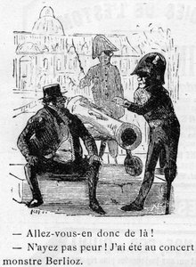 Karikatur über das Werk von Hector Berlioz (1803-1869), entworfen von Nadar im Jahr 1856 für das Journal pour rire von Nadar