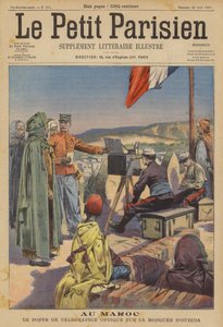 Optischer Telegraf auf der Moschee von Oudja, Marokko (Farblithografie)