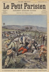 Der Tod von Kommandant Jean Marie Alexis Preuvost in Casablanca, Marokko (Farblithografie)
