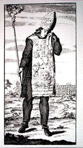 Ein Zauberer zum Tode verurteilt durch die Inquisition, Kopie einer Illustration aus 