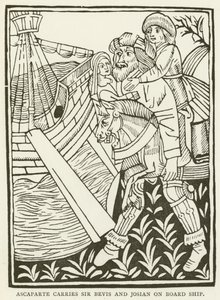 Ascaparte trägt Sir Bevis und Josian an Bord des Schiffes von (after) English School