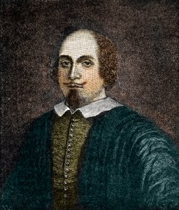 Porträt des englischen Dramatikers William Shakespeare (1564-1616). Gravur nach einem anonymen Gemälde aus dem 18. Jahrhundert