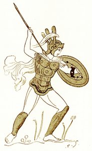 Samnitischer Krieger, nach einer bemalten Vase im Louvre, Illustration aus 