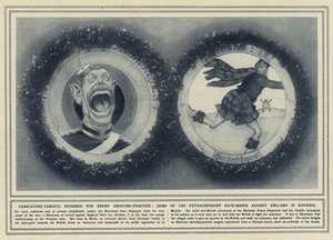 Karikatur-Ziele entworfen für Feind-Schießübungen, Zeichen des außergewöhnlichen Hass-Wahns gegen England in Bayern von (after) English photographer