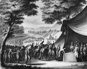 Krieg der Französischen Revolution und antirevolutionäre Bewegungen: Krieg der Vendée. Kapitulation der Vendée am 17. Februar von (after) Girardet