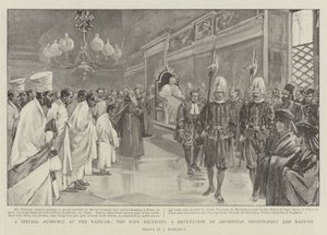 Eine Sonderaudienz im Vatikan, der Papst empfängt eine Abordnung abessinischer Missionare und Einheimischer von (after) Italian School