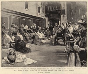 Karwoche in Rom, Damen des Adels waschen die Füße armer Pilger von (after) Italian School