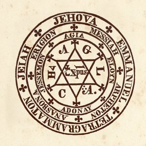 Okkulte Wissenschaften: Magischer Kreis. Schema aus "De Occulta Philosophia" von dem deutschen Okkultisten Heinrich Cornelius Agrippa von Nettesheim (1486-1535) (bekannt als Cornelius Agrippa oder Agrippa von Nettesheim)