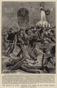 Die Unruhen in Rom, Kampf gegen die Menge auf der Piazza Navona von (after) Italian School