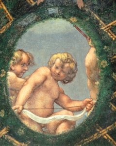Ovate mit Putten, Fresko von Antonio Allegri Da Correggio (1489-1534), Äbtissinnenzimmer, San Paolo Kloster, Parma, Italien von (c.1489 1534) Correggio