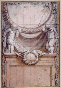 Zwei Putti, die ein leeres Medaillon stützen von (c.1489 1534) Correggio