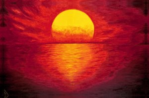Feuriger Sonnenuntergang am Meer