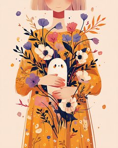 Stilvolle Innenraum-Blumendekoration mit minimalistischen Blumen-Kunstdrucken
