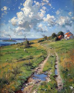 Panorama-Frühlingslandschaft in ländlichem Frankreich