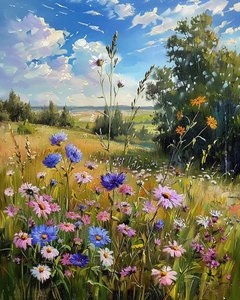 Landschaft mit Wildblumen
