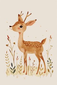 minimalistische Hirsch Tier Wanddekoration für Babys Boho Kinder von F. Abderrahim