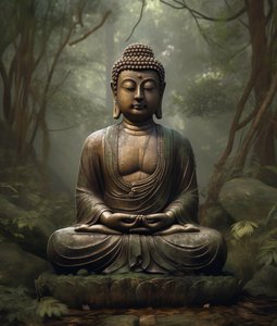 Eine spirituelle buddhistische Dekoration, friedliche Meditation von F. Abderrahim