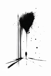 Abstrakte Schwarz-Weiß-Konzeptkunst Silhouette der Einsamkeit von F. Abderrahim