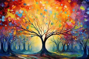 Bunter Baum Acrylmalerei von F. Abderrahim