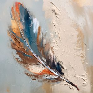 Feder Gold Blau Abstrakt von F. Abderrahim