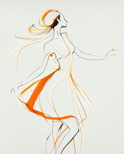 Minimalistische tanzende Frau im Ewa Hauton Stil von F. Abderrahim