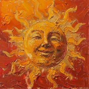 Dicke Sonne auf rotem Hintergrund von F. Abderrahim