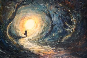 Der Sonne entgegen, abstrakte Malerei von F. Abderrahim